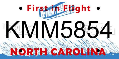 KMM5854 North Carolina License Plate