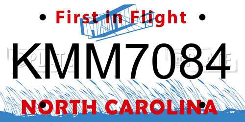 KMM7084 North Carolina License Plate