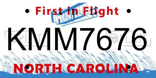 KMM7676 North Carolina License Plate