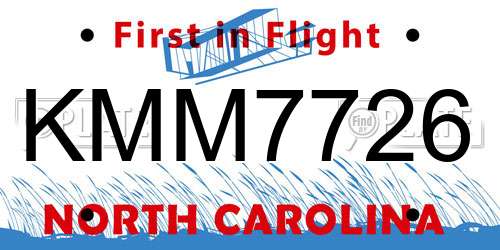 KMM7726 North Carolina License Plate