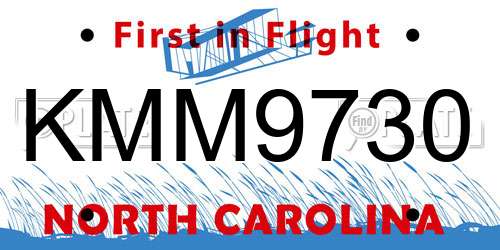 KMM9730 North Carolina License Plate