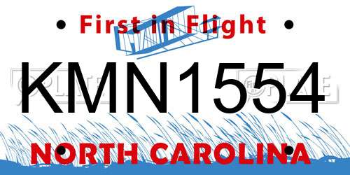 KMN1554 North Carolina License Plate