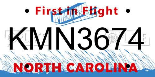 KMN3674 North Carolina License Plate