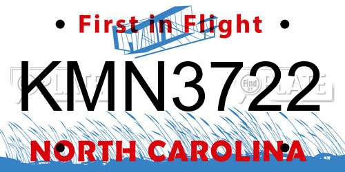 KMN3722 North Carolina License Plate