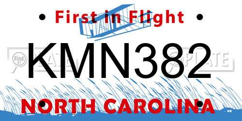 KMN382 North Carolina License Plate