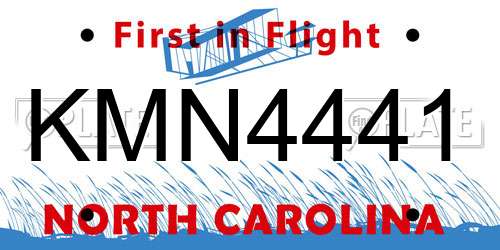 KMN4441 North Carolina License Plate