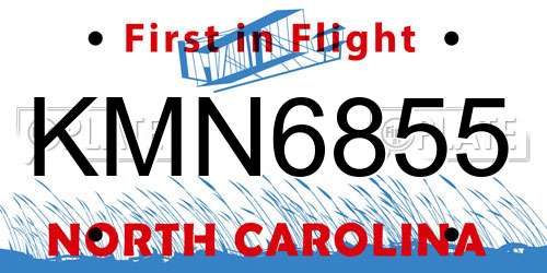 KMN6855 North Carolina License Plate