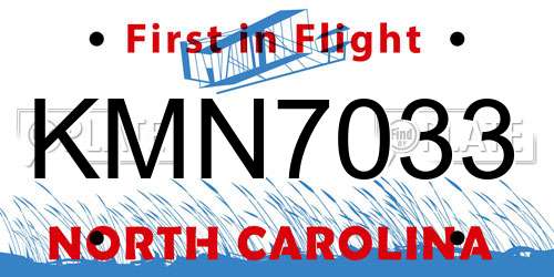 KMN7033 North Carolina License Plate