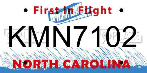 KMN7102 North Carolina License Plate