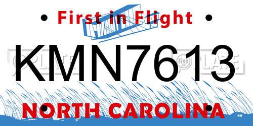 KMN7613 North Carolina License Plate