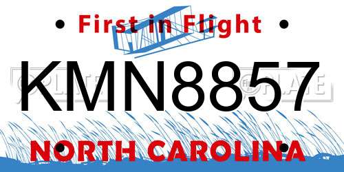 KMN8857 North Carolina License Plate