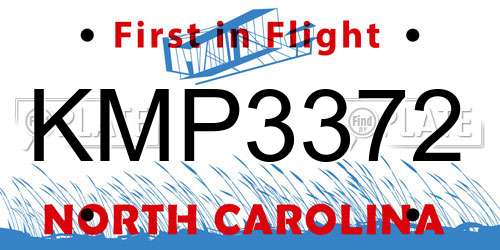 KMP3372 North Carolina License Plate