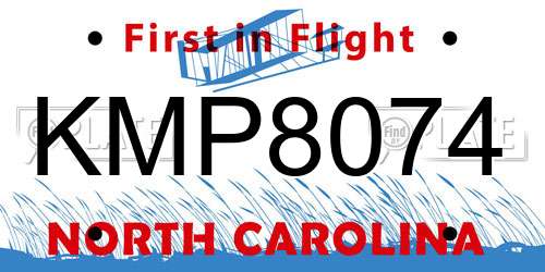 KMP8074 North Carolina License Plate