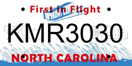 KMR3030 North Carolina License Plate