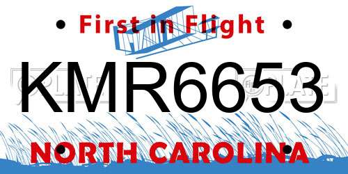 KMR6653 North Carolina License Plate