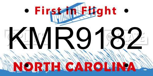 KMR9182 North Carolina License Plate