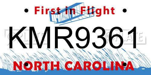 KMR9361 North Carolina License Plate