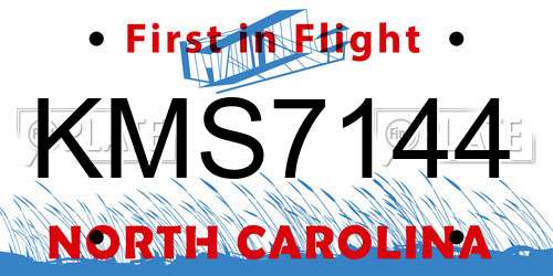 KMS7144 North Carolina License Plate