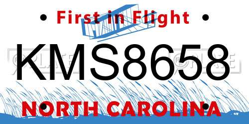 KMS8658 North Carolina License Plate