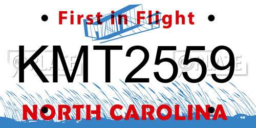 KMT2559 North Carolina License Plate