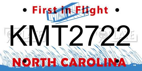 KMT2722 North Carolina License Plate
