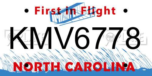 KMV6778 North Carolina License Plate