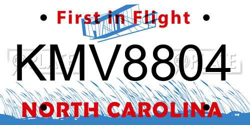 KMV8804 North Carolina License Plate