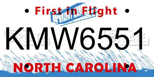 KMW6551 North Carolina License Plate