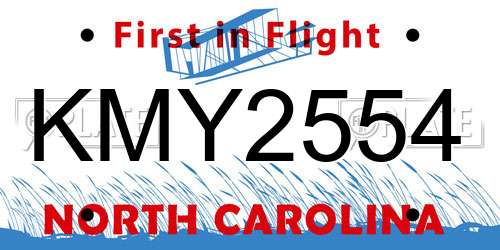 KMY2554 North Carolina License Plate