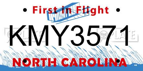 KMY3571 North Carolina License Plate