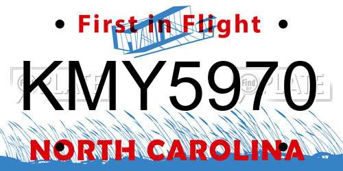 KMY5970 North Carolina License Plate