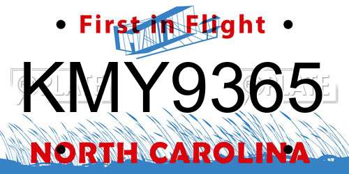 KMY9365 North Carolina License Plate