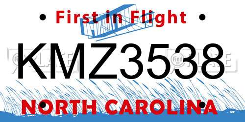 KMZ3538 North Carolina License Plate