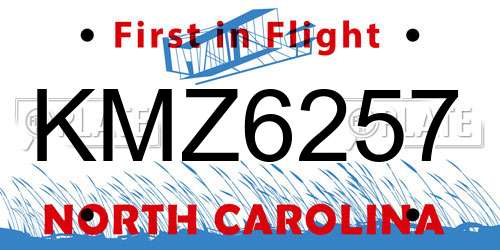KMZ6257 North Carolina License Plate