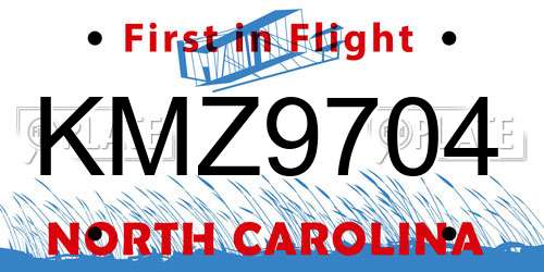 KMZ9704 North Carolina License Plate