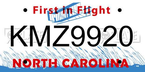 KMZ9920 North Carolina License Plate