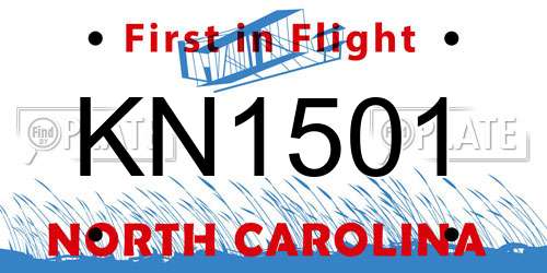 KN1501 North Carolina License Plate