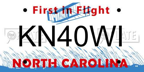 KN40WI North Carolina License Plate
