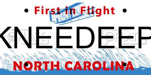 KNEEDEEP North Carolina License Plate