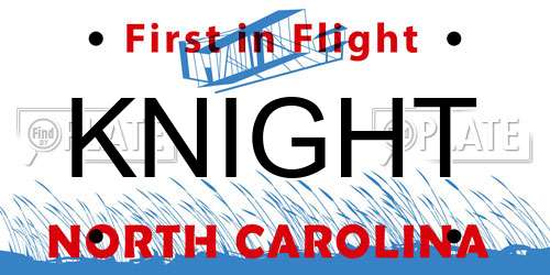KNIGHT North Carolina License Plate