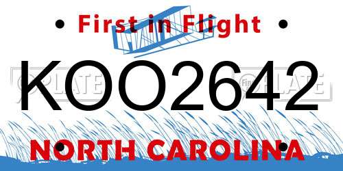 KOO2642 North Carolina License Plate