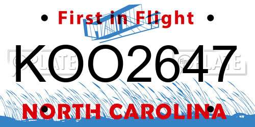 KOO2647 North Carolina License Plate
