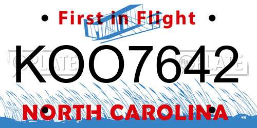 KOO7642 North Carolina License Plate