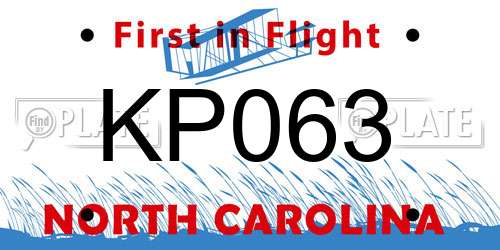 KP063 North Carolina License Plate