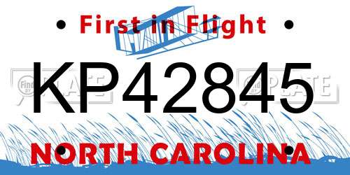 KP42845 North Carolina License Plate