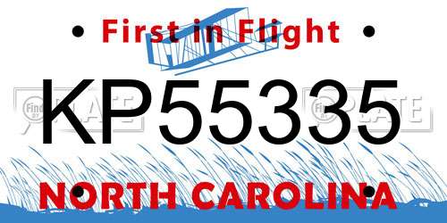 KP55335 North Carolina License Plate
