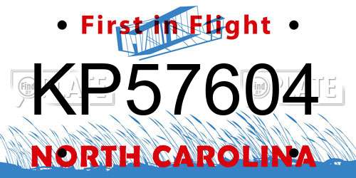 KP57604 North Carolina License Plate