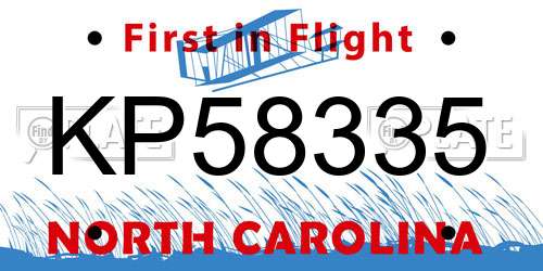KP58335 North Carolina License Plate