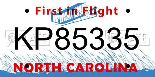 KP85335 North Carolina License Plate