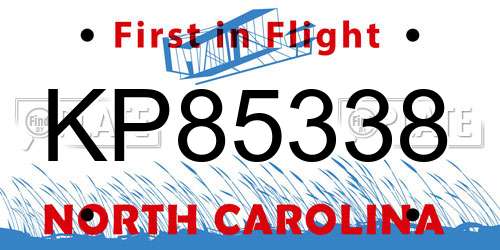 KP85338 North Carolina License Plate